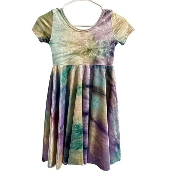 Wild Rich Kids Twirl Dress Girls Size 11/12 crushed velvet tie dye blank tag - Picture 4 of 9